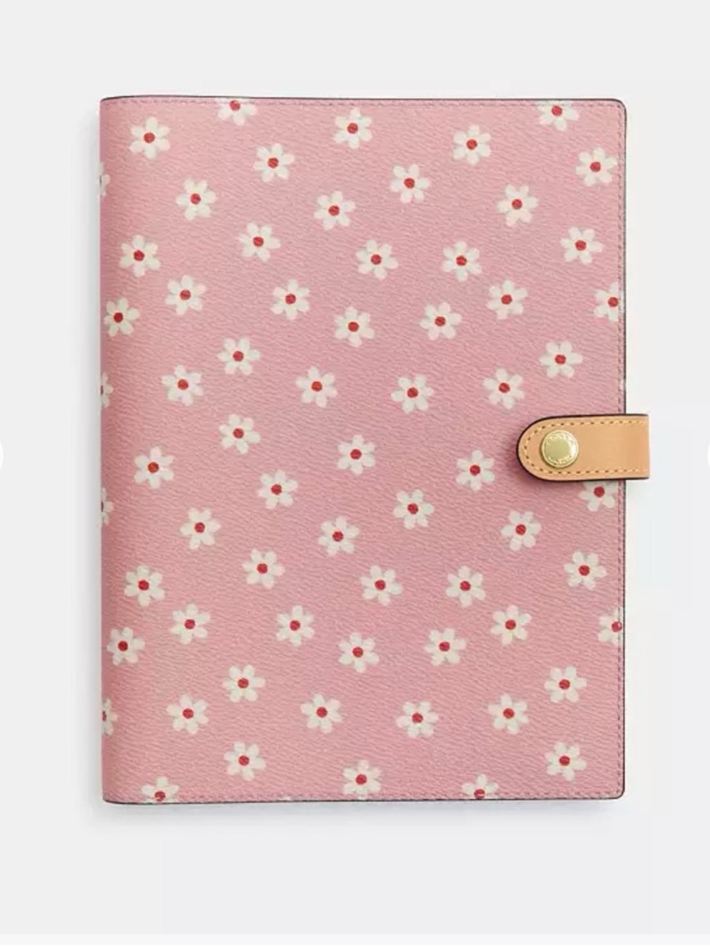 Coach Notebook In Signature Pink Canvas With Floral Print